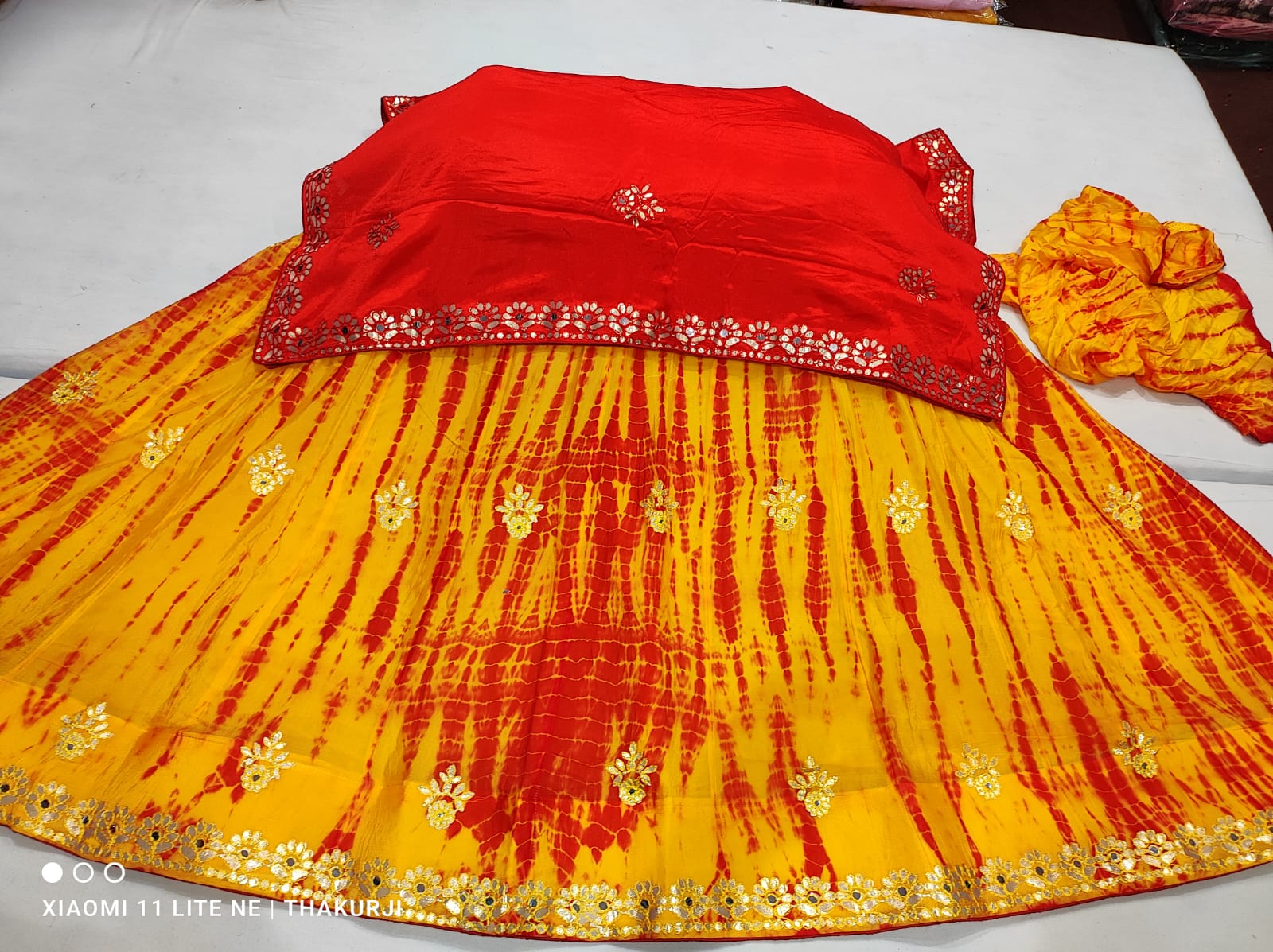 Rajsthani Traditional Gottapatti Shibori Lehanga Chunni