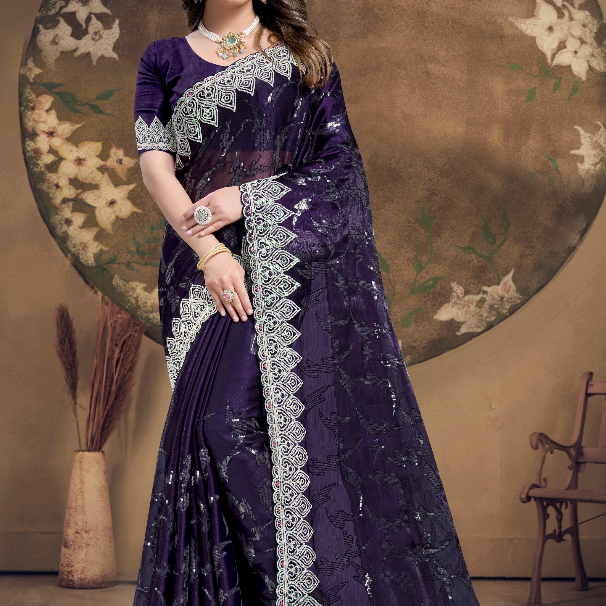 Beautiful Designer Occasion Wear Jimmy Choo Silk Saree
