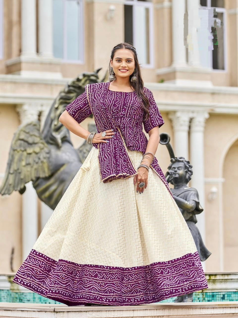 Navratri Special Traditional Bandhej Lehenga choli - Main Image