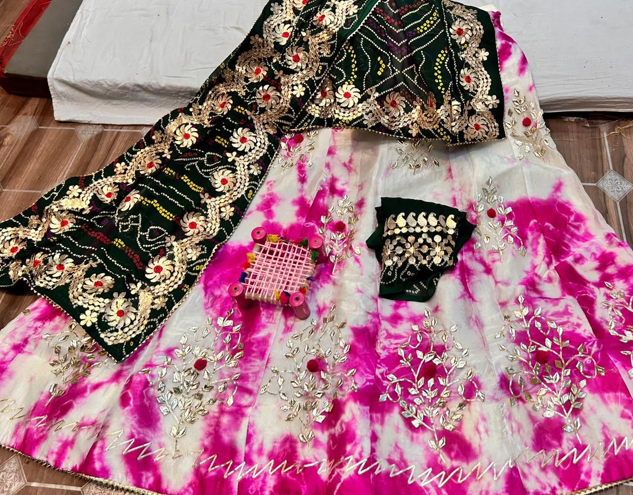 Rajasthani Traditional Georgette Gottapatti Lehenga Chunni