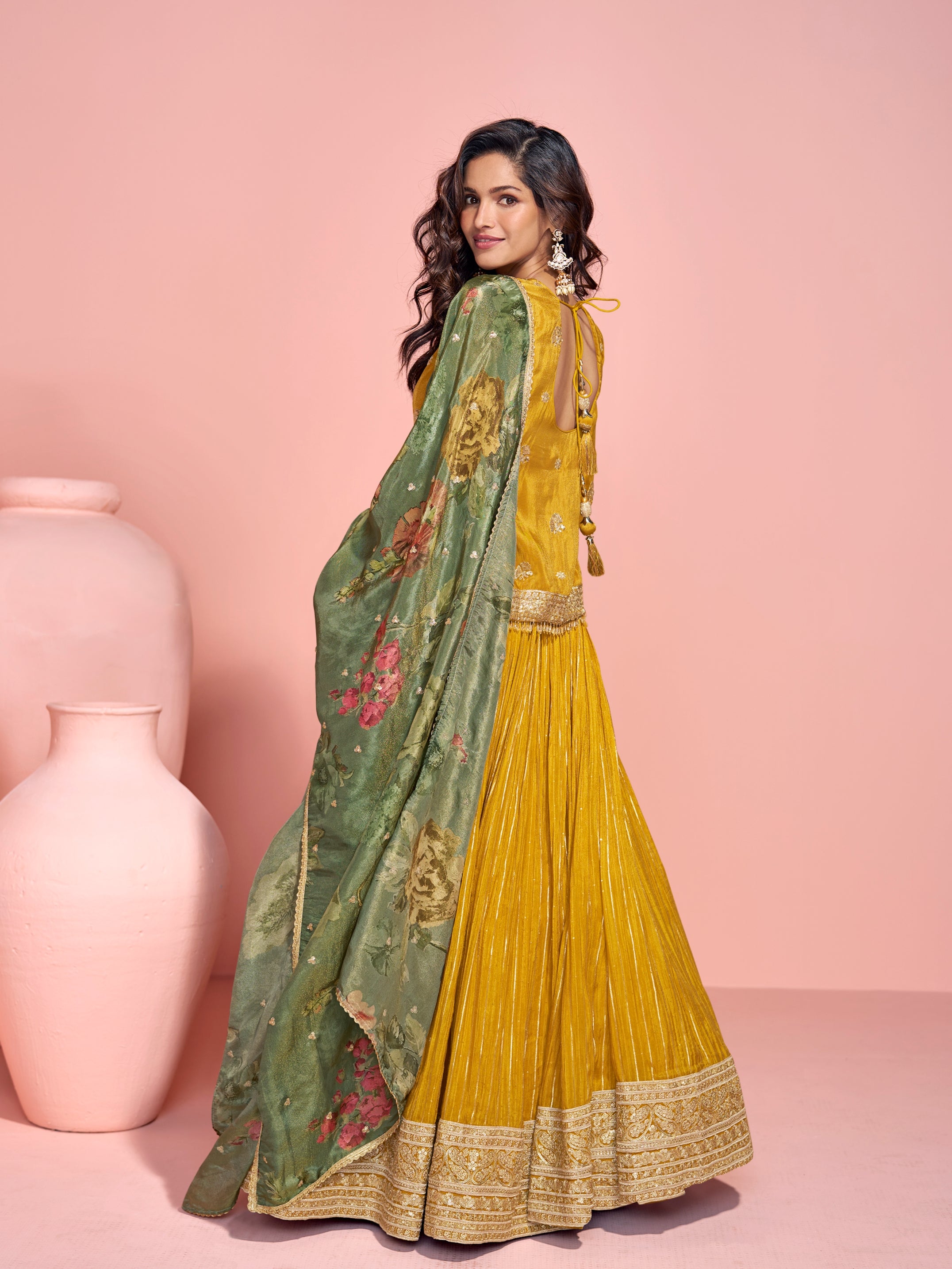 Mustard Yellow Peplum Style Anarkali Suit