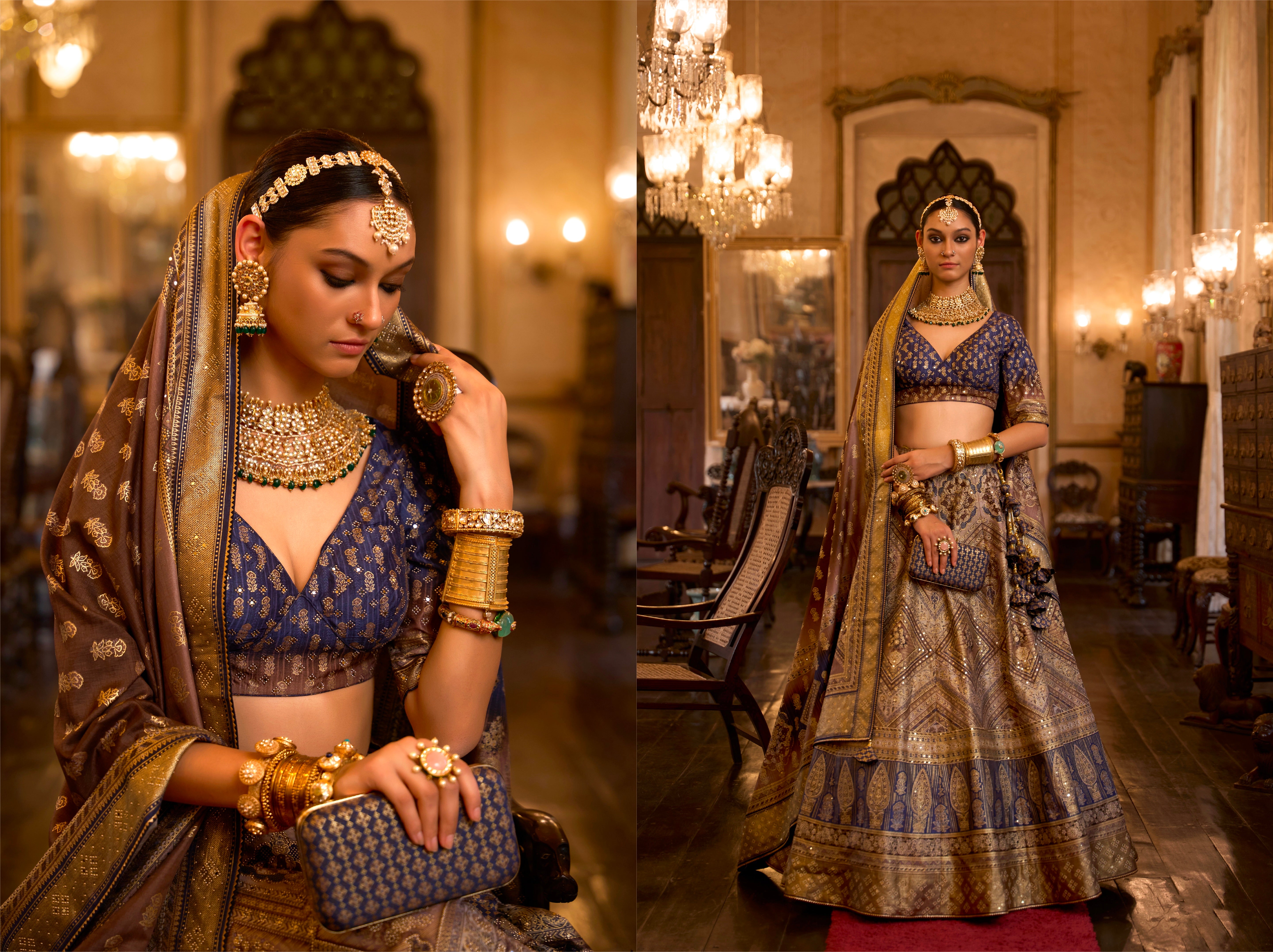 Exquisite Rajwadi Silk Wedding Lehenga Choli with Mirror Work