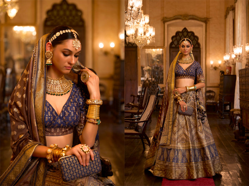 Exquisite Rajwadi Silk Wedding Lehenga Choli with Mirror Work