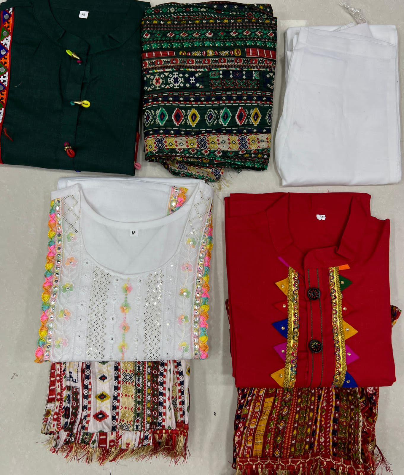 Navratri Special Couple combo of Kurta with Pajama &amp; Kurti with Pants &amp; Dupatta Dress - Anant Exports