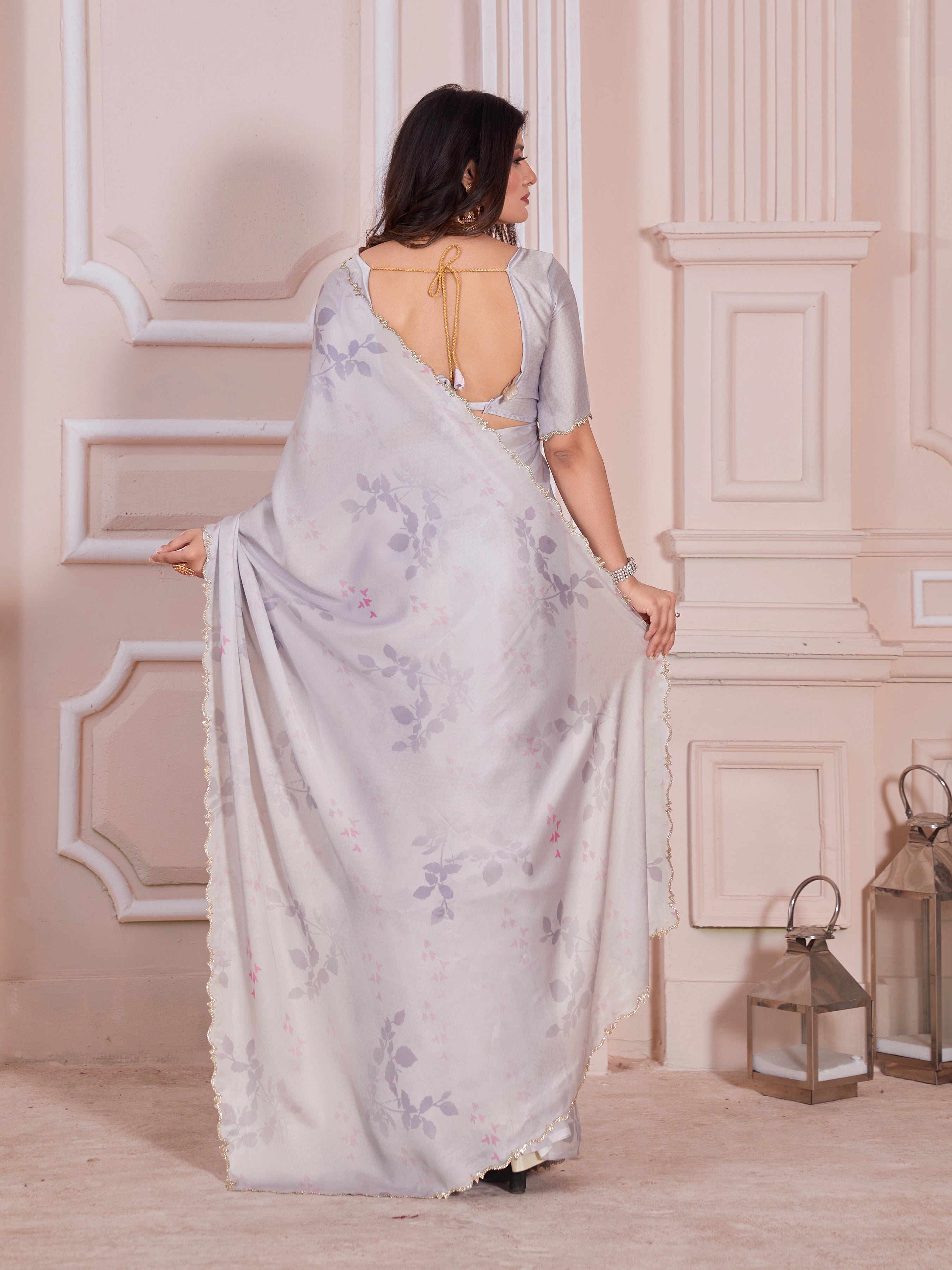 Beautiful Designer Casual Wear Pure Satin Georgette Saree