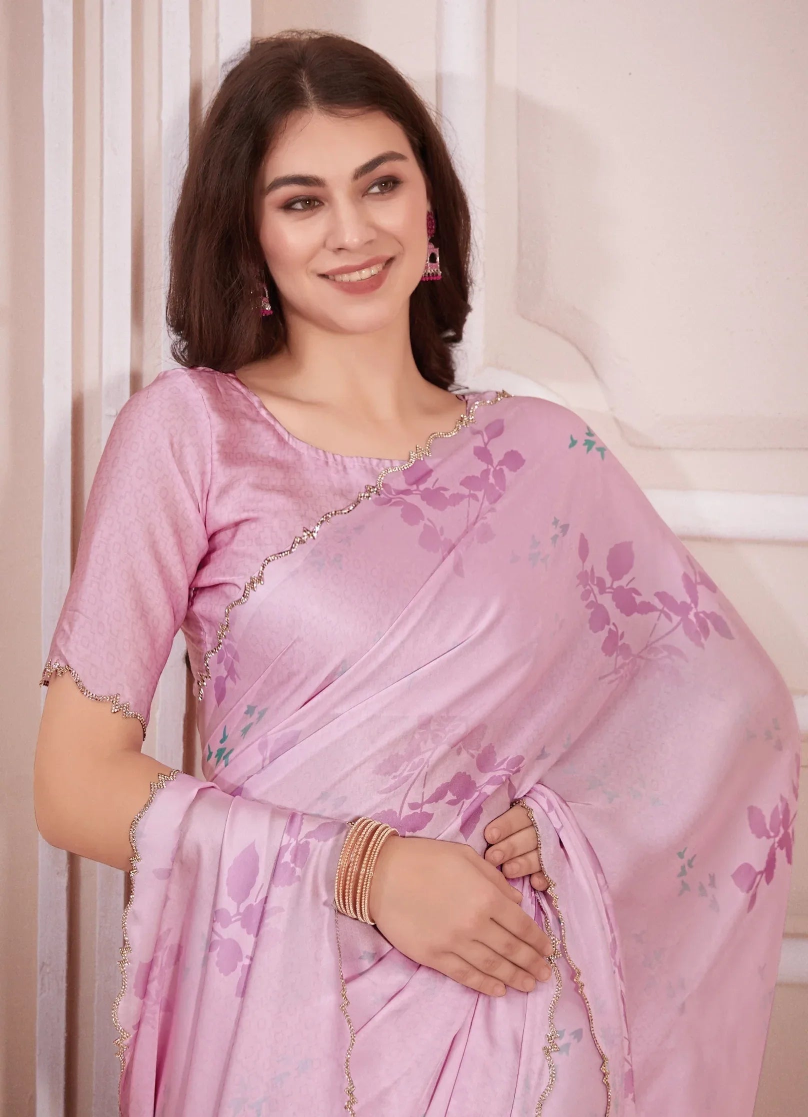 Beautiful Designer Casual Wear Pure Satin Georgette Saree
