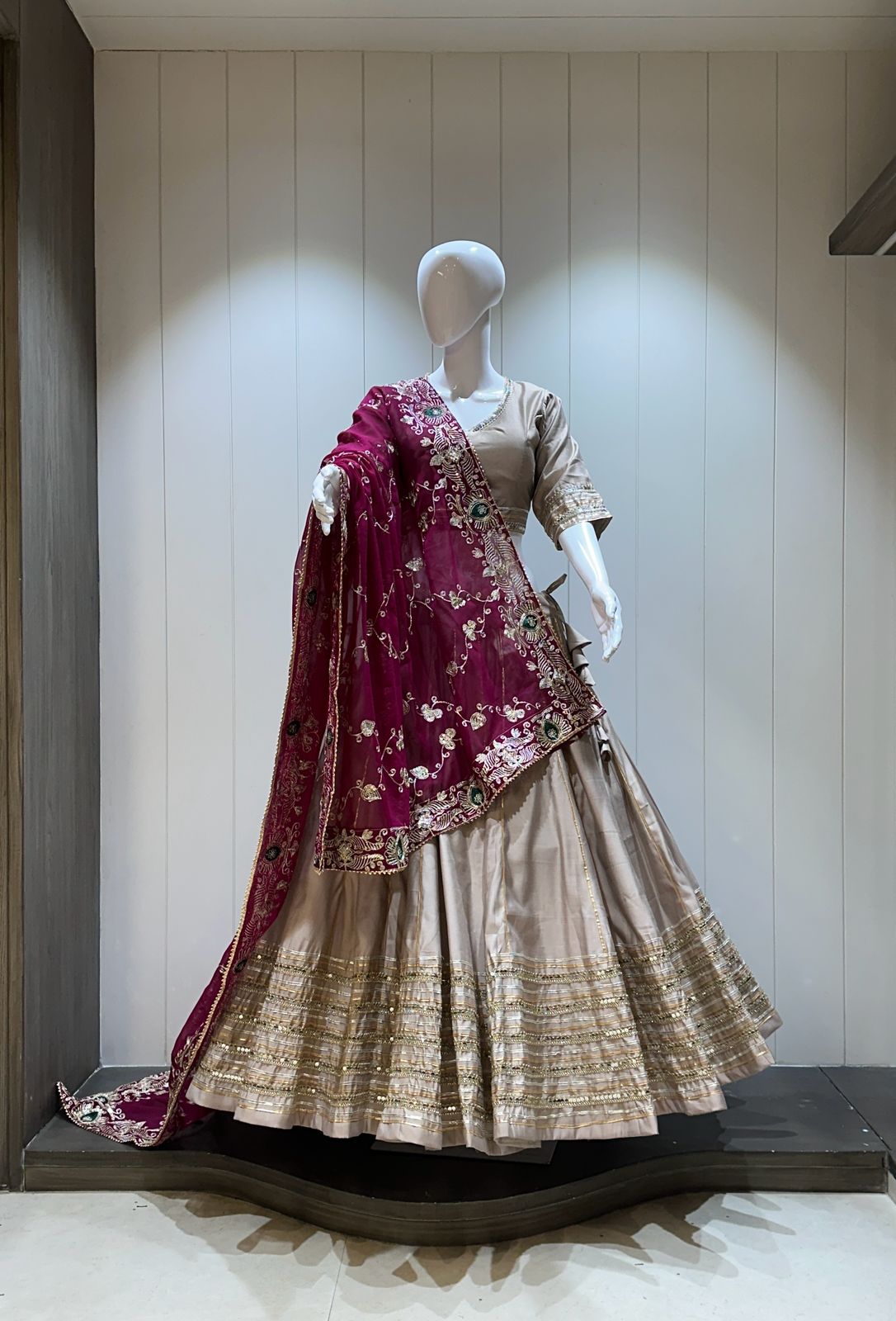 Traditional beige chaniya choli set