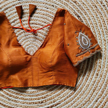 Beautiful Designer Golden Handcrafted Blouse