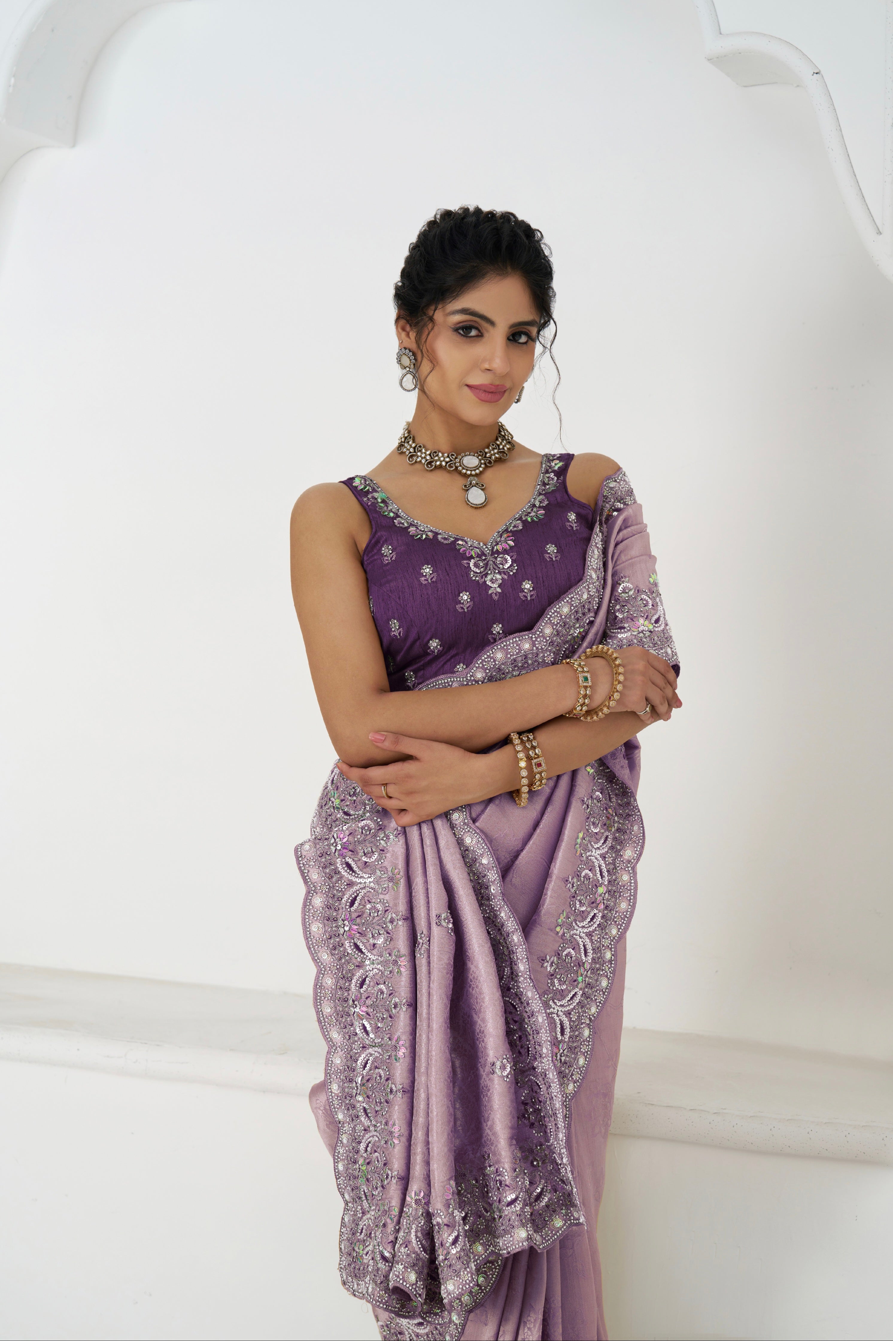 Designer mauve saree for weddings and parties
