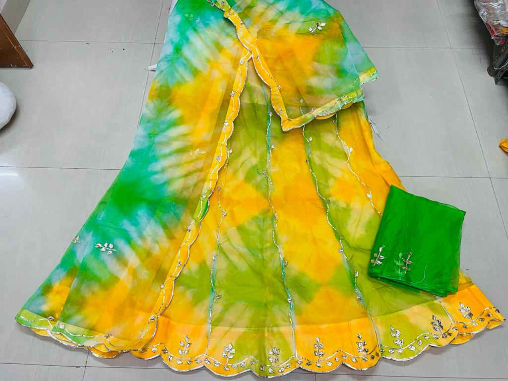 Rajsthani Traditional Rajputi Pure Organza Butti Work Lehenga Choli