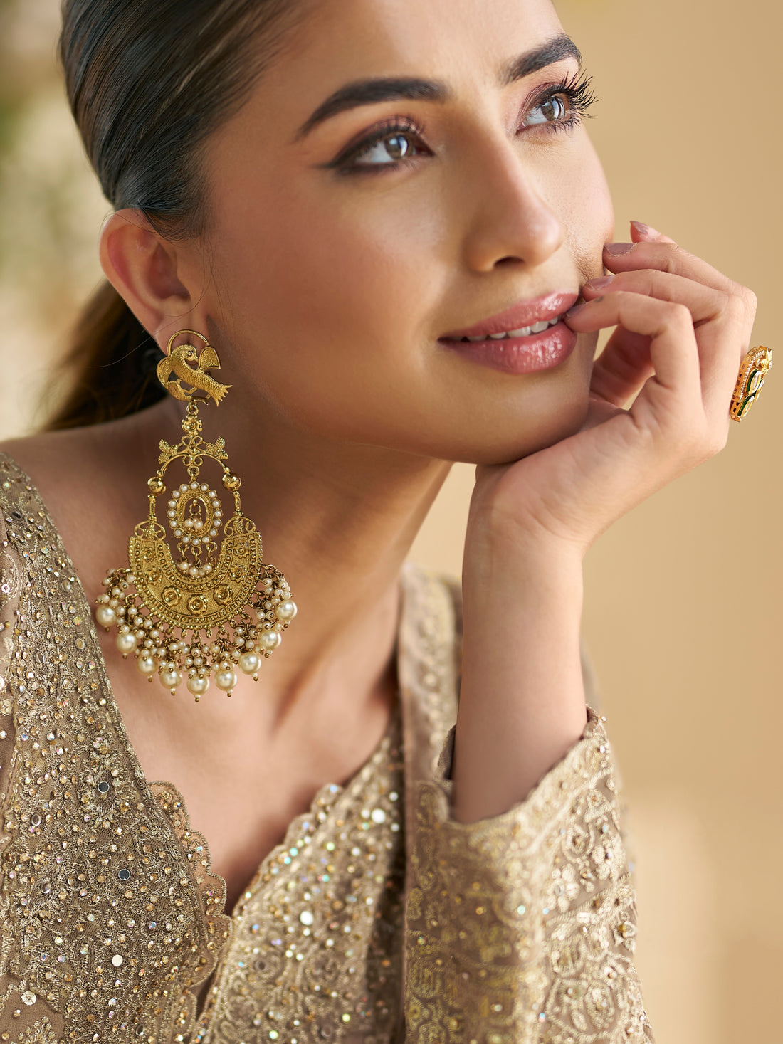 Champagne Gold Hand Embroidered Palazzo Suit