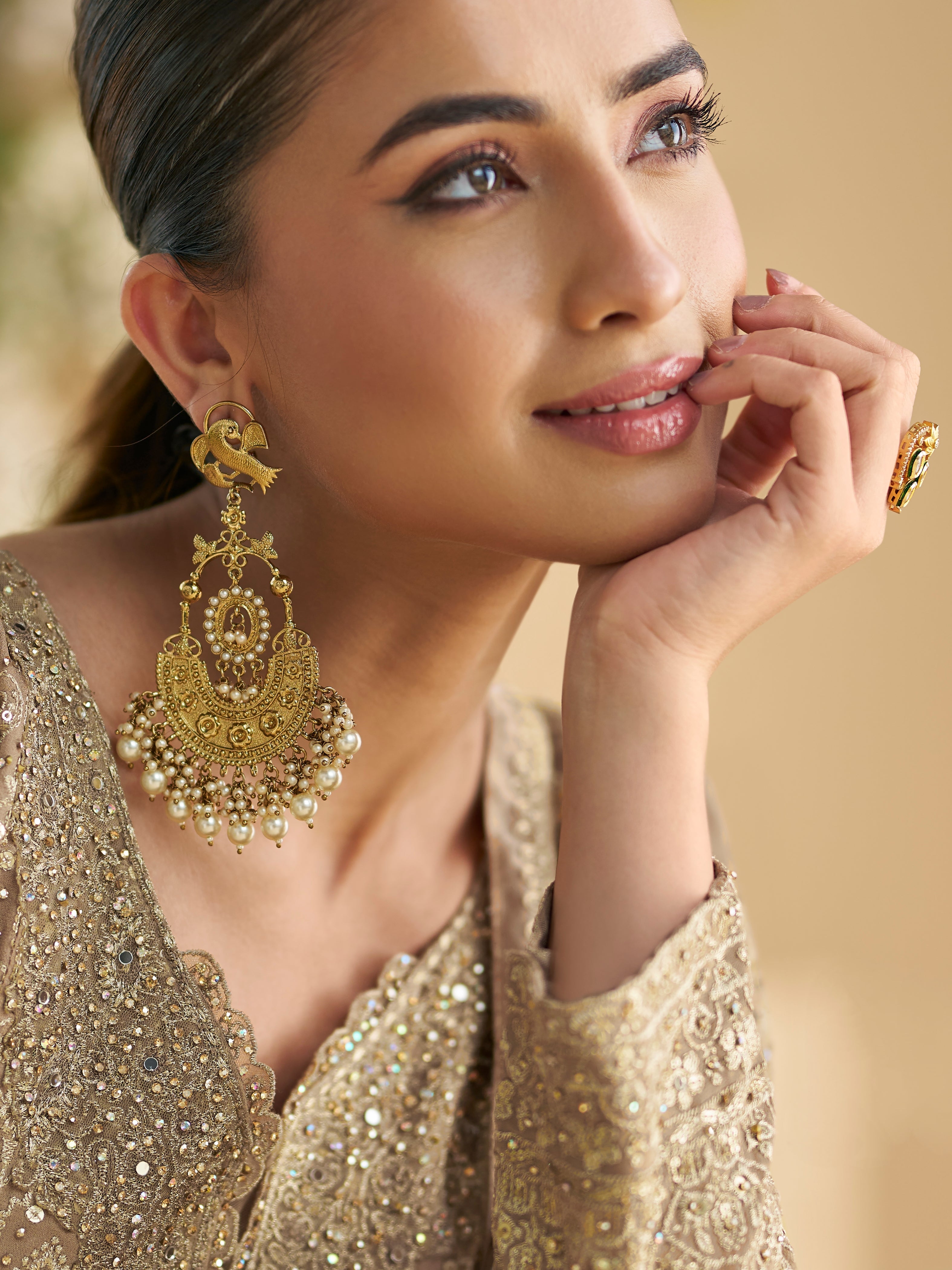 Champagne Gold Hand Embroidered Palazzo Suit