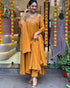 Mustard Viscose Anarkali Kurti Set with Embroidered Dupatta