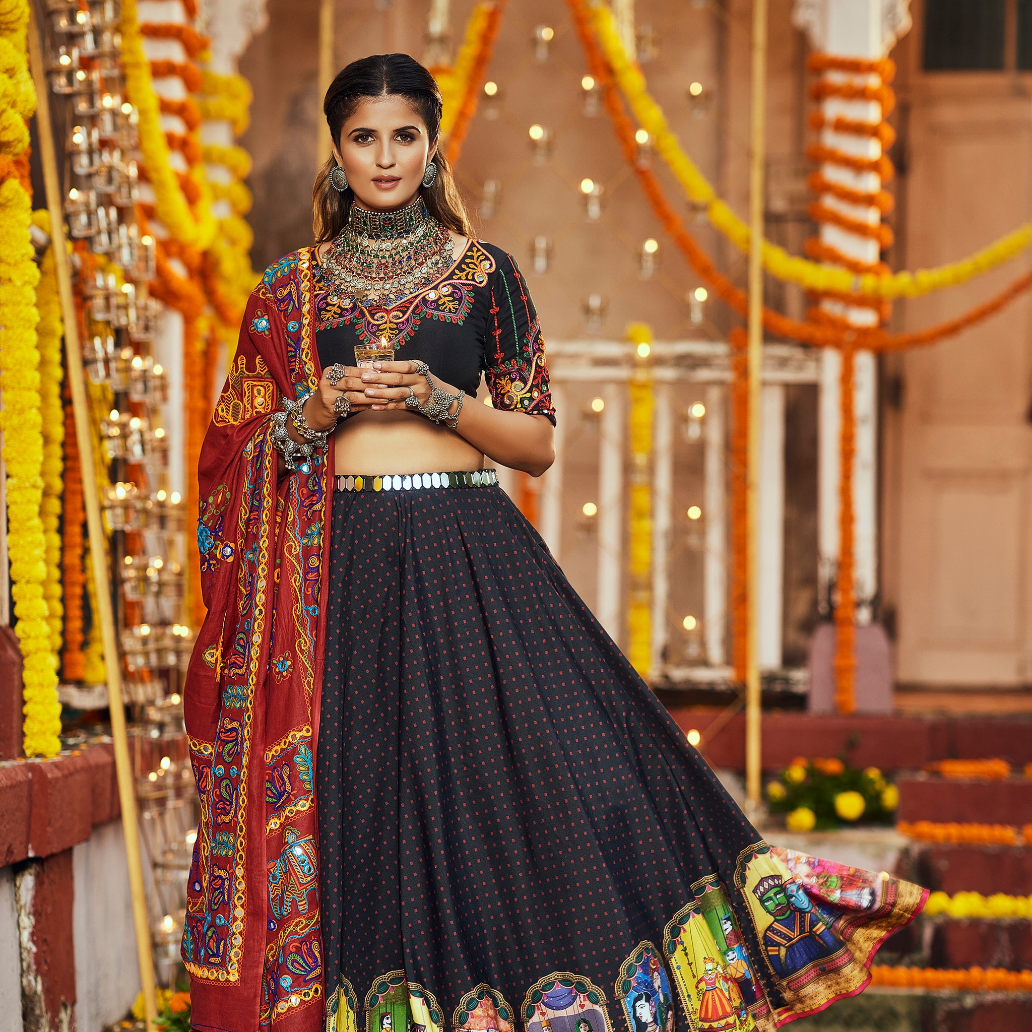 Black chaniya choli for Navratri celebration
