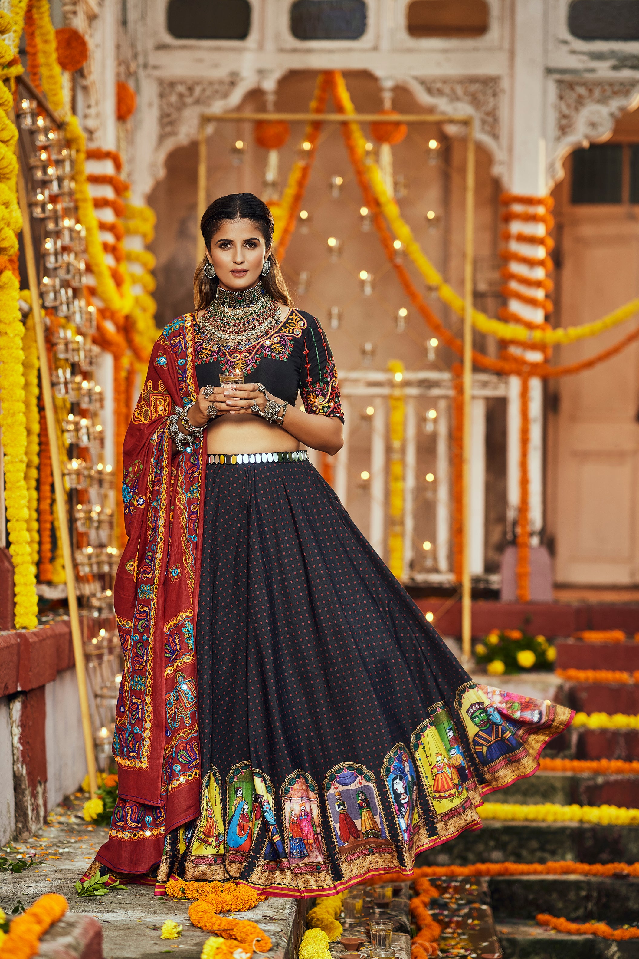 Black chaniya choli for Navratri celebration