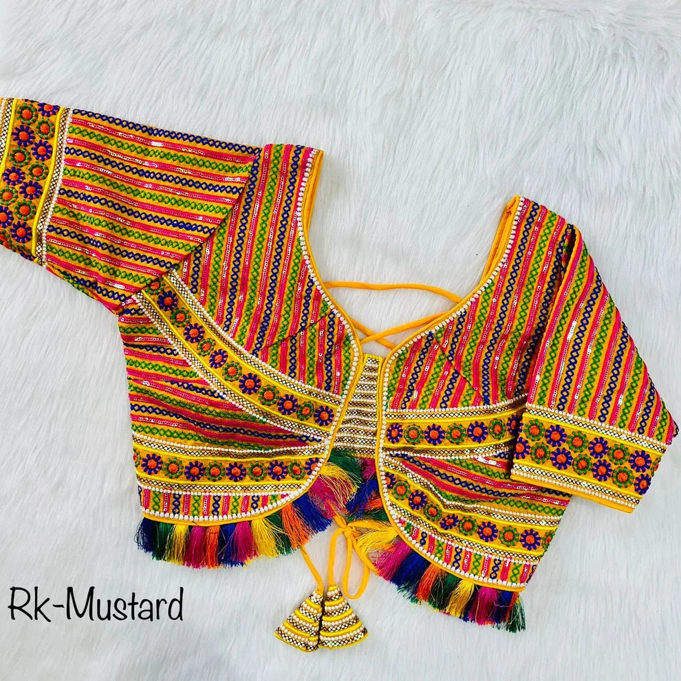 Readymade Navratri Special 11 Nidal Multi Gamthi Work Blouse - Anant Exports