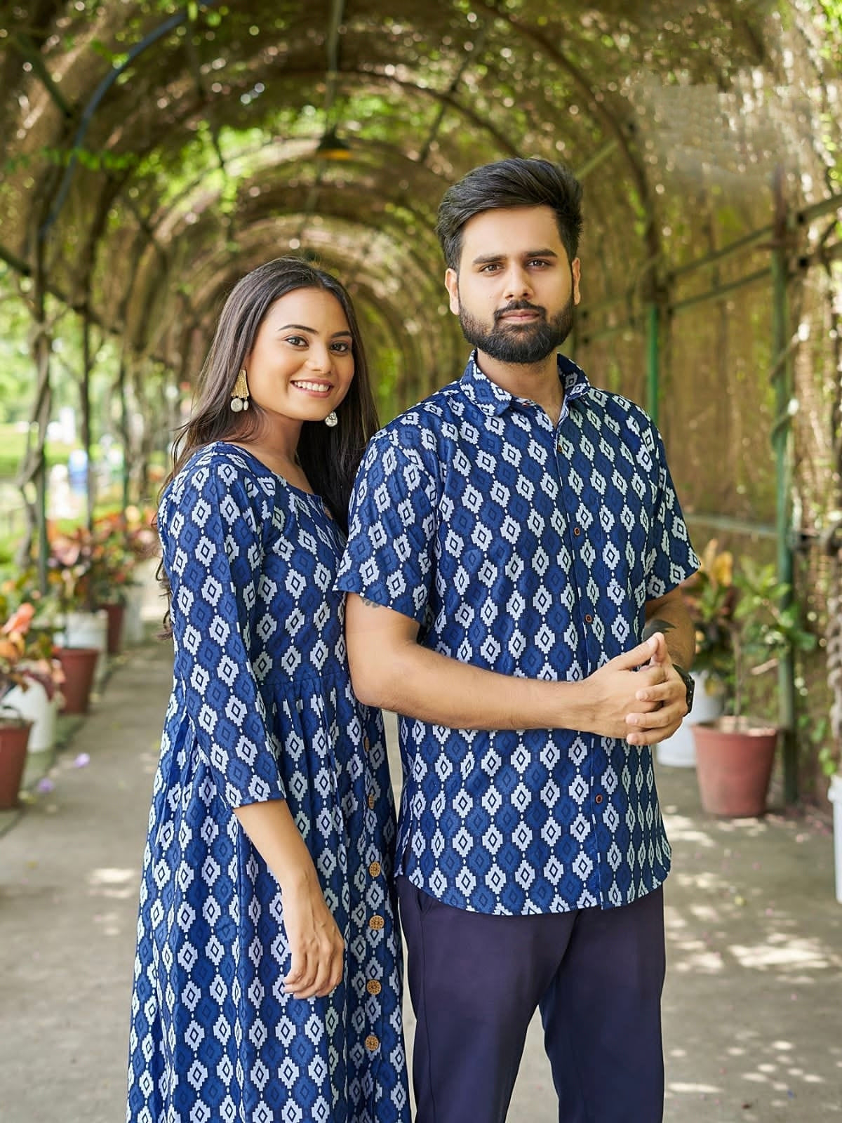 Best Traditional Blue Cotton Couple Dress for Festival – mahezon