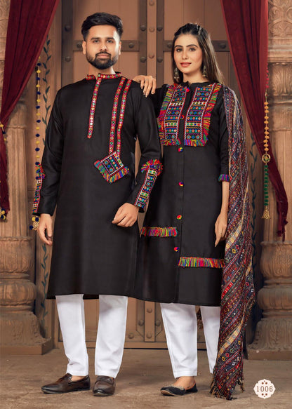 Navratri Special Couple combo of Kurta with Pajama &amp; Kurti with Pants &amp; Dupatta Dress - Anant Exports