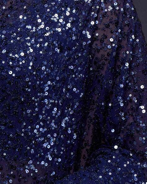 Blue Pure Chiffon Sequins Embroidery Work Ready to Wear Saree 
