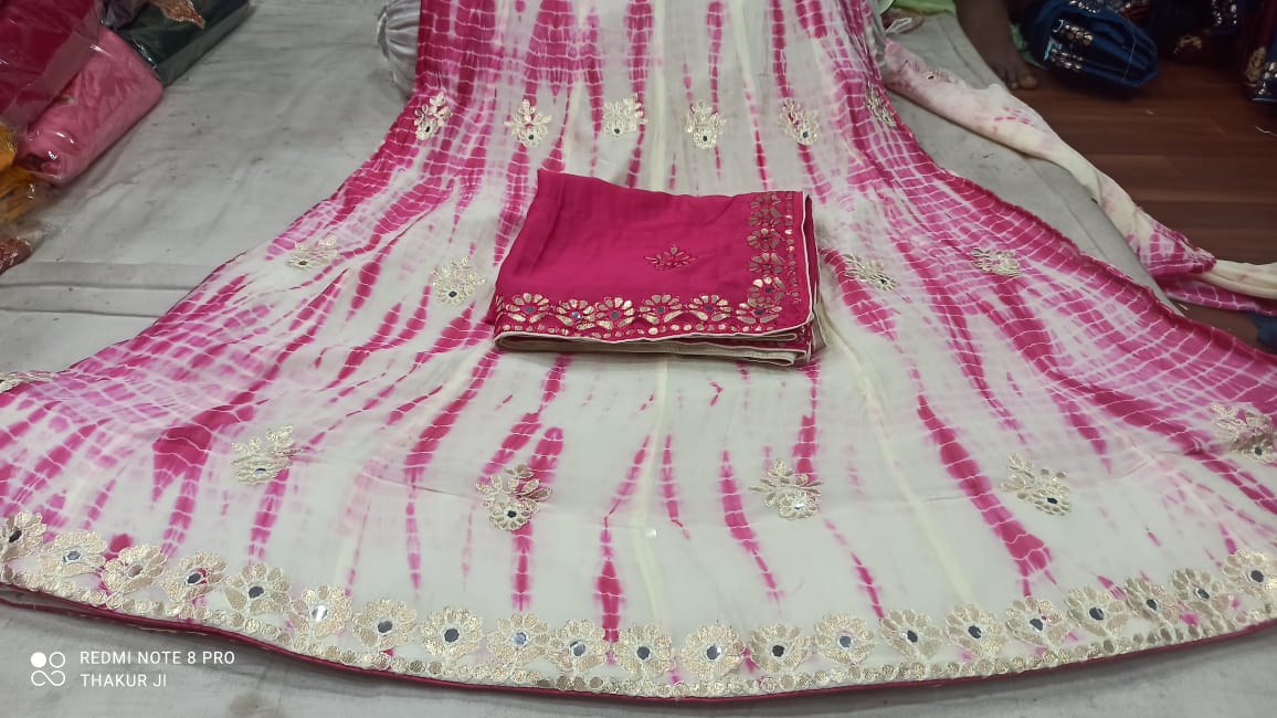 Rajsthani Traditional Gottapatti Shibori Lehanga Chunni