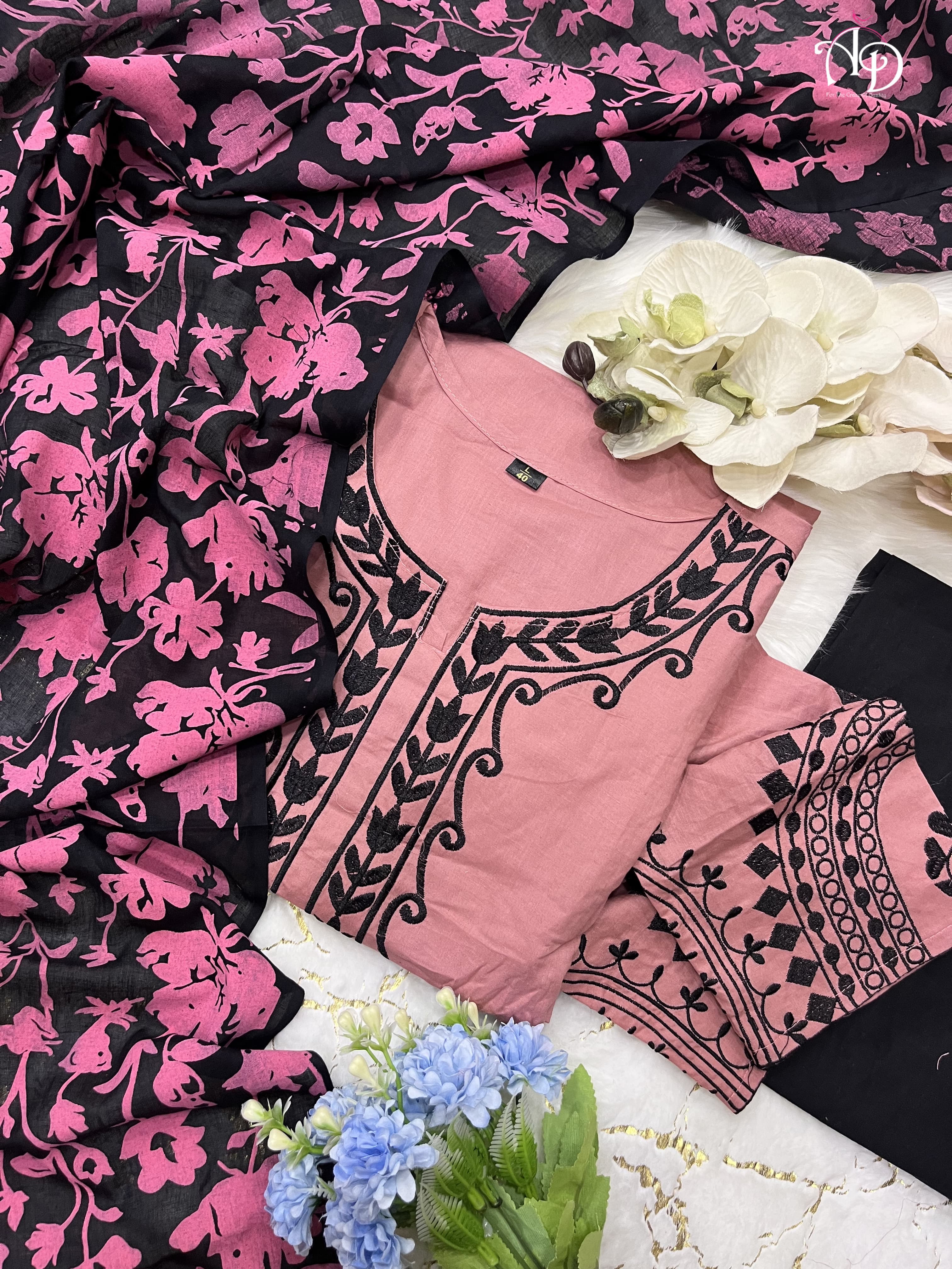 Designer Party Wear Cotton Suite with Kurta Pent with Dupptta