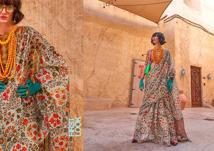 Beautiful Designer Festive Wear Handwoven Zari Tissue Print Saree