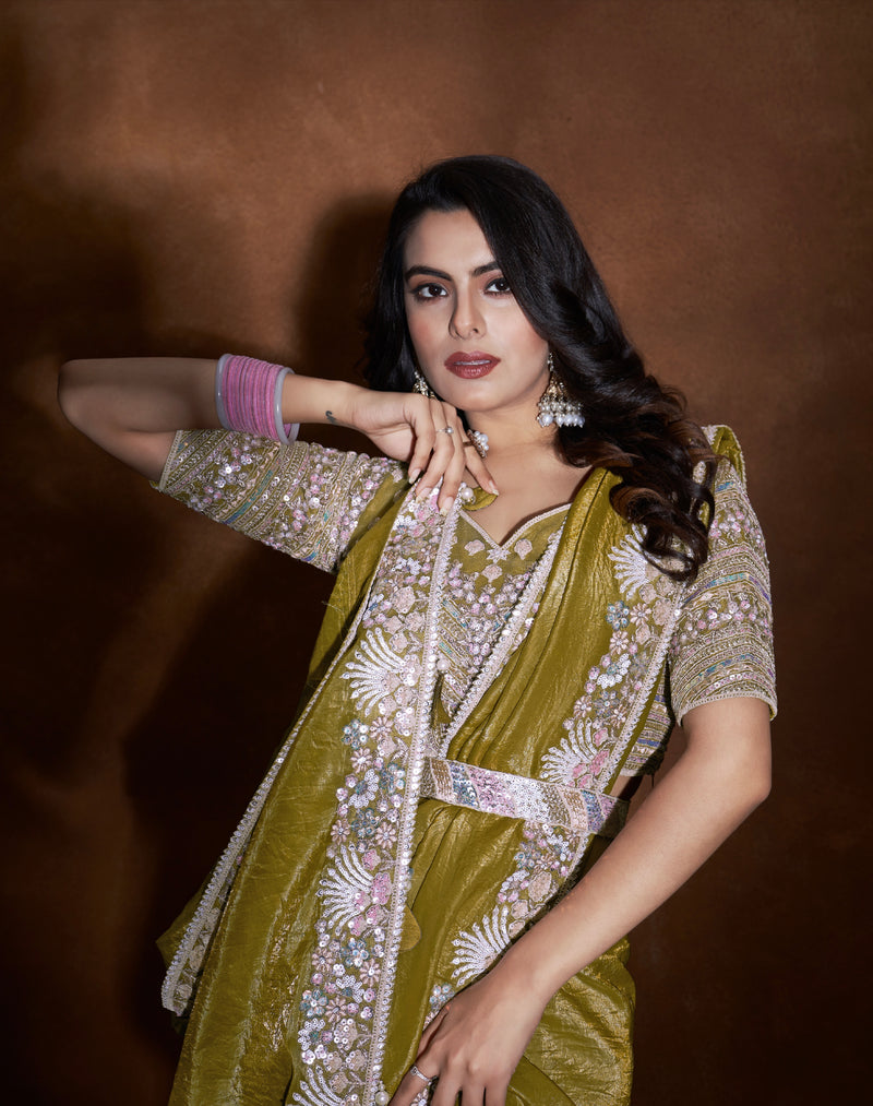 Beautiful Designer Festive Wear Heavy Banarasi Crush Silk Saree