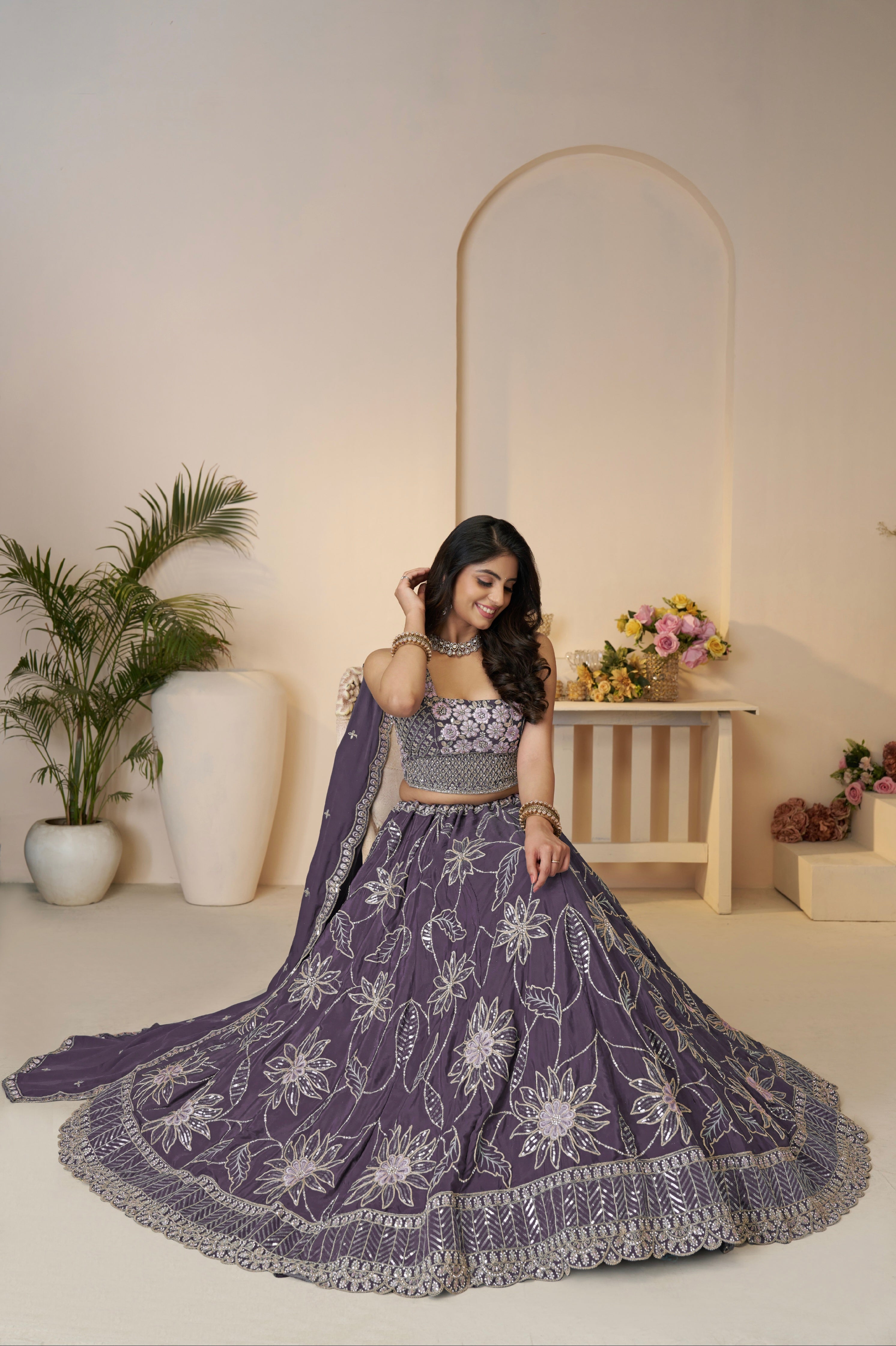 Designer Purple Lehenga for Wedding

