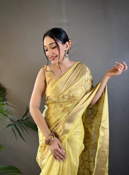 Beautiful Party Wear Zari Tissue With Sequen Work Saree - Anant Exports