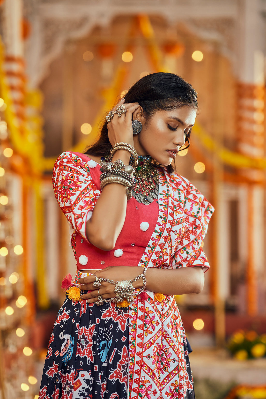 Black multicolor chaniya choli for navratri