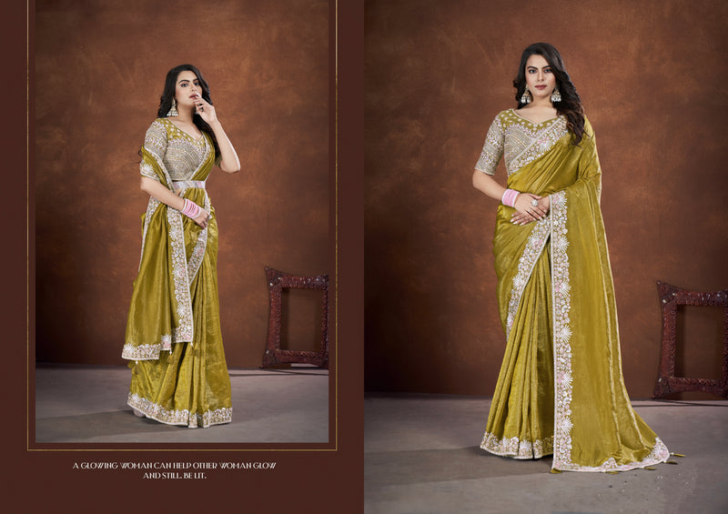 Beautiful Designer Festive Wear Heavy Banarasi Crush Silk Saree
