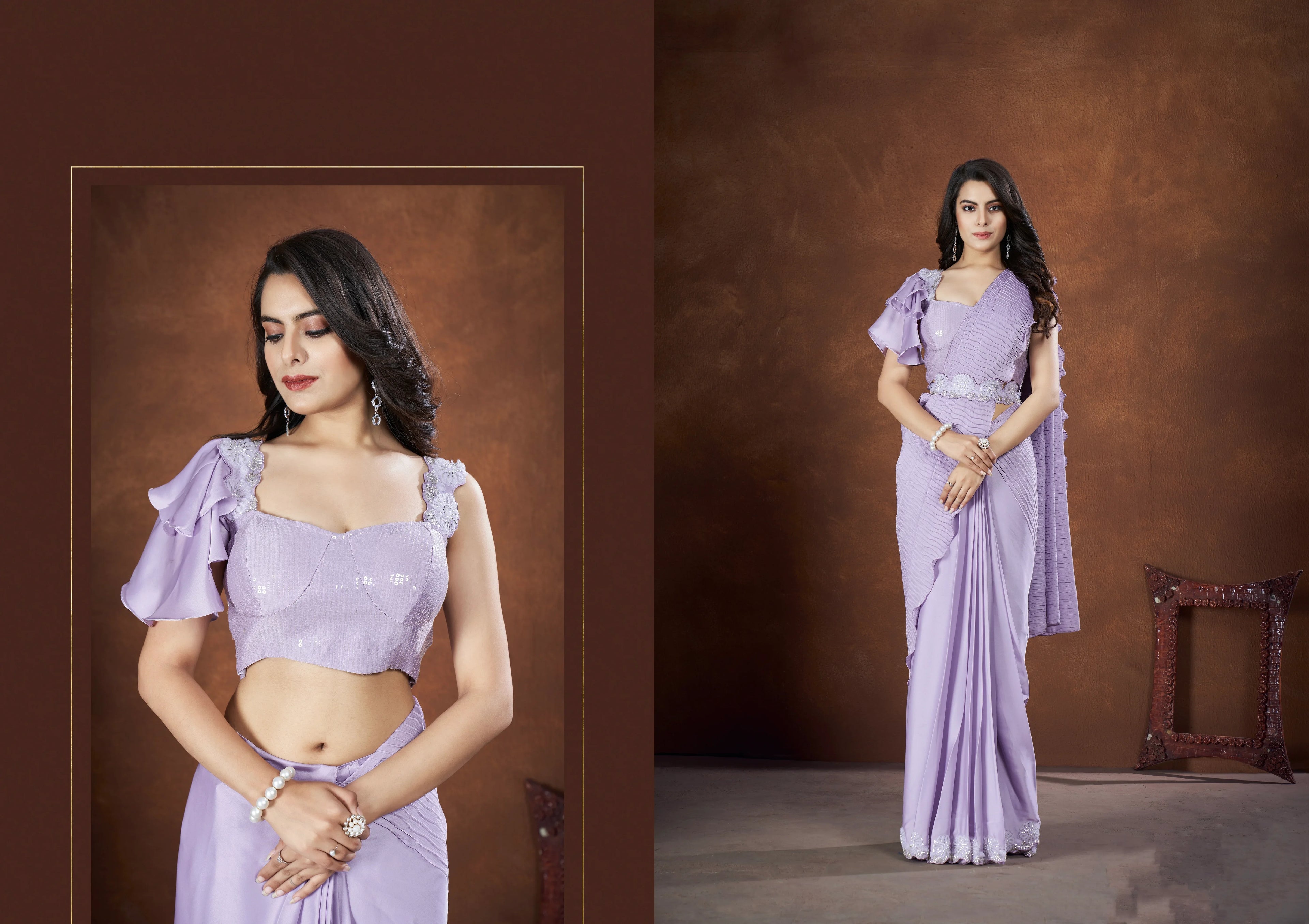 Beautiful Designer Festive Wear Heavy Crepe Satin Silk Saree