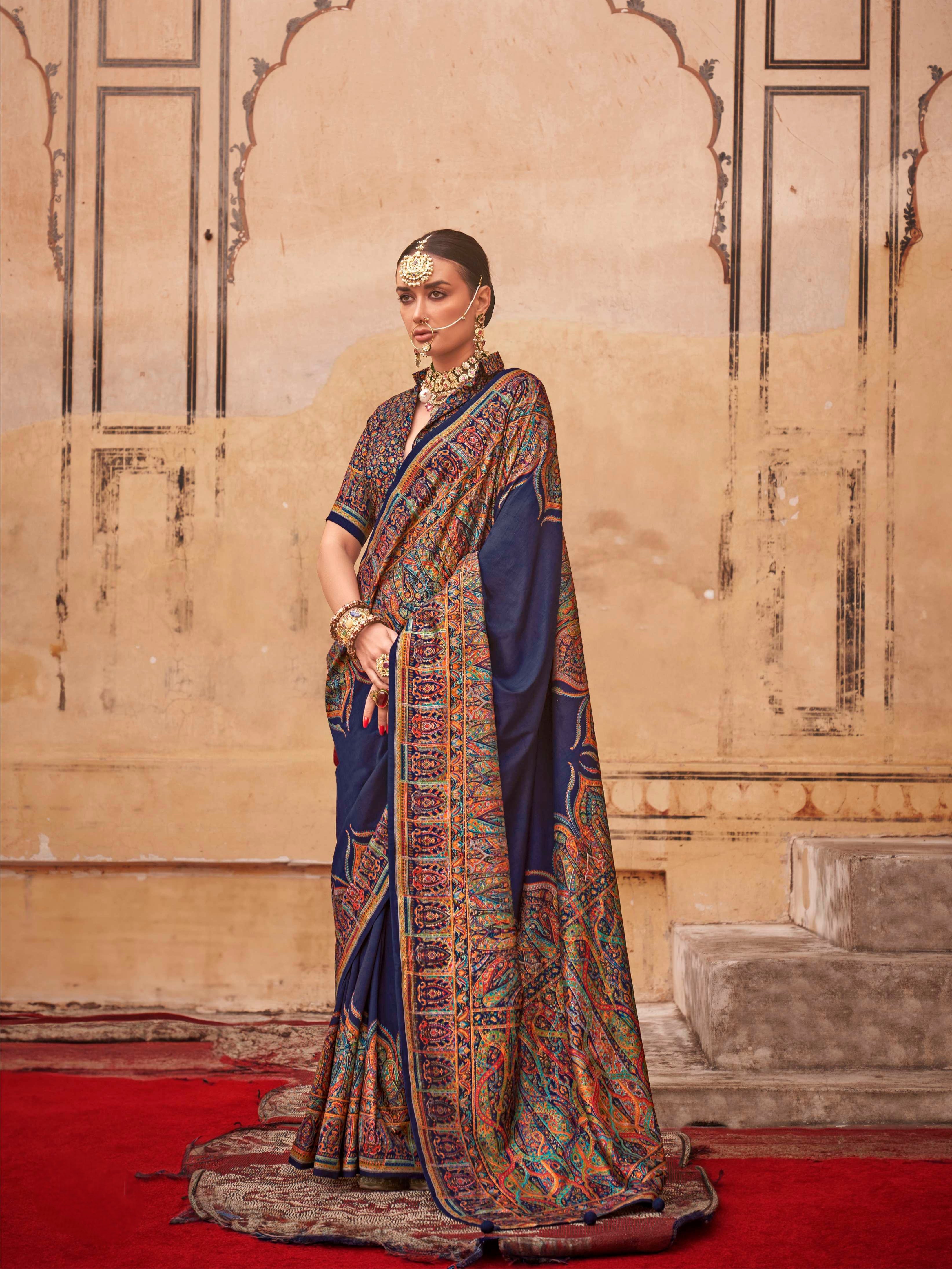 Royal Blue & Gold Patola Silk Saree