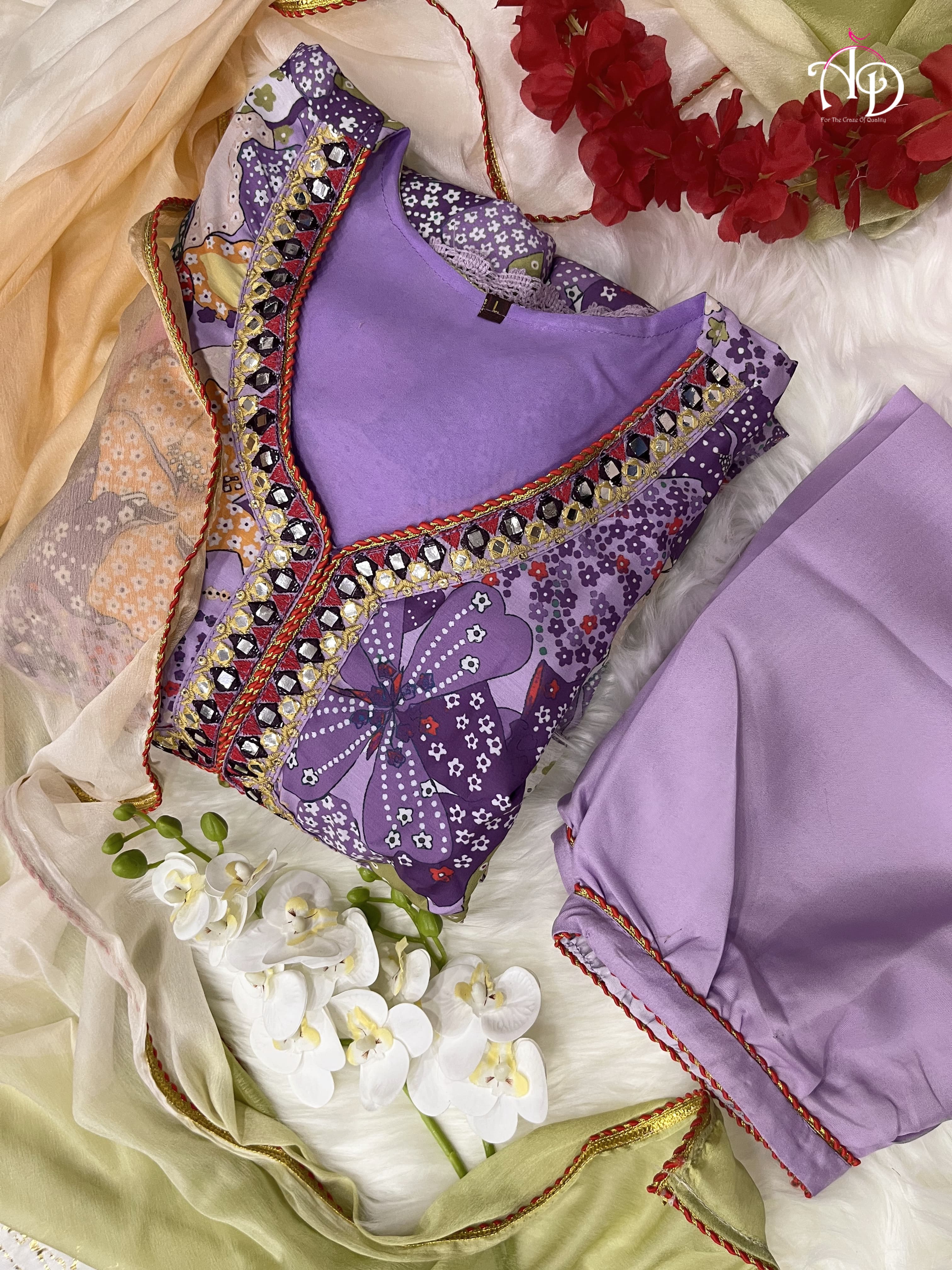 Beautiful Party Wear Pure Muslin Alia Cut Suit With Dupatta