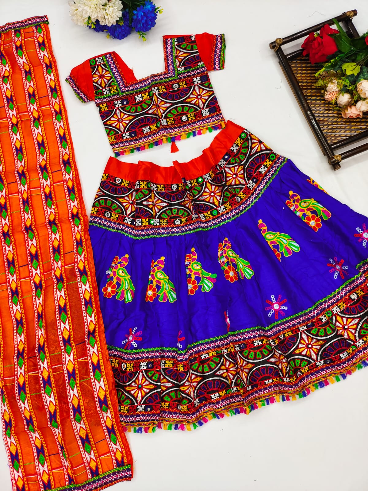 Kids Traditional Dandiya Ras Navratri Kedia Lehenga Choli