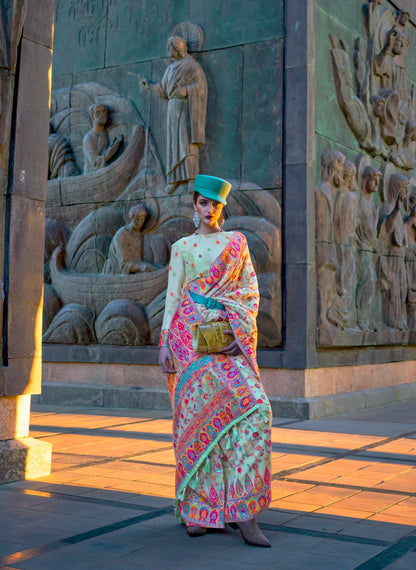 Beautiful Designer Occasion Wear Kashneer Silk Handloom Weaving Saree