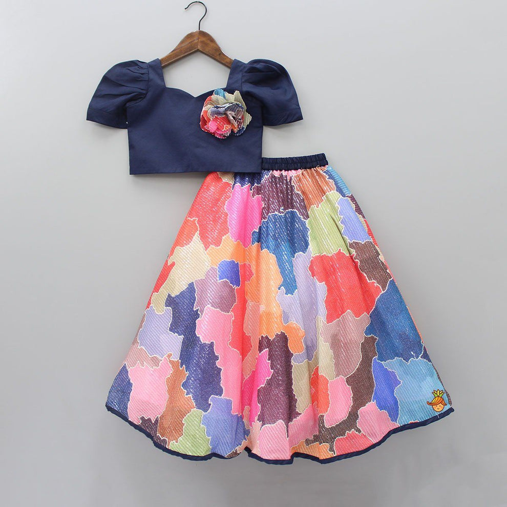 Designer Party Wear Kids Crop Top & Plazzo Dress