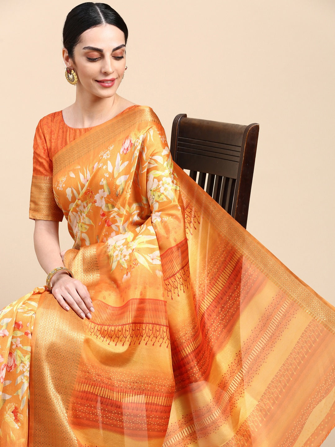 Beautiful Designer Soft Silk With Allover Floral Saree