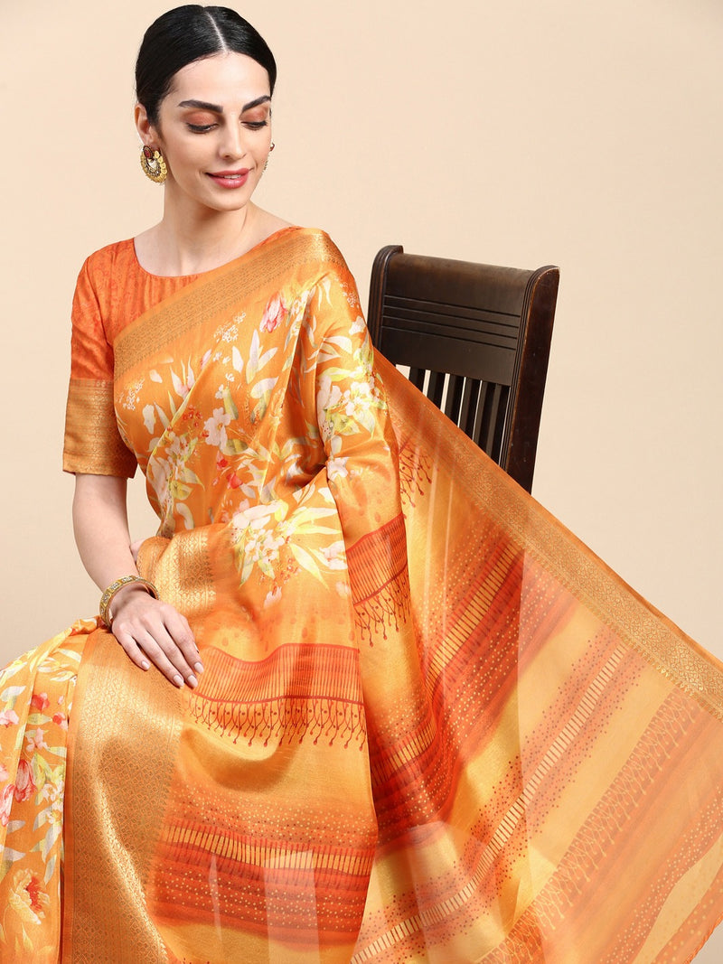 Beautiful Designer Soft Silk With Allover Floral Saree