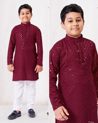 Beautiful Kids Boy Sequence Kurta Pyjama - Anant Exports