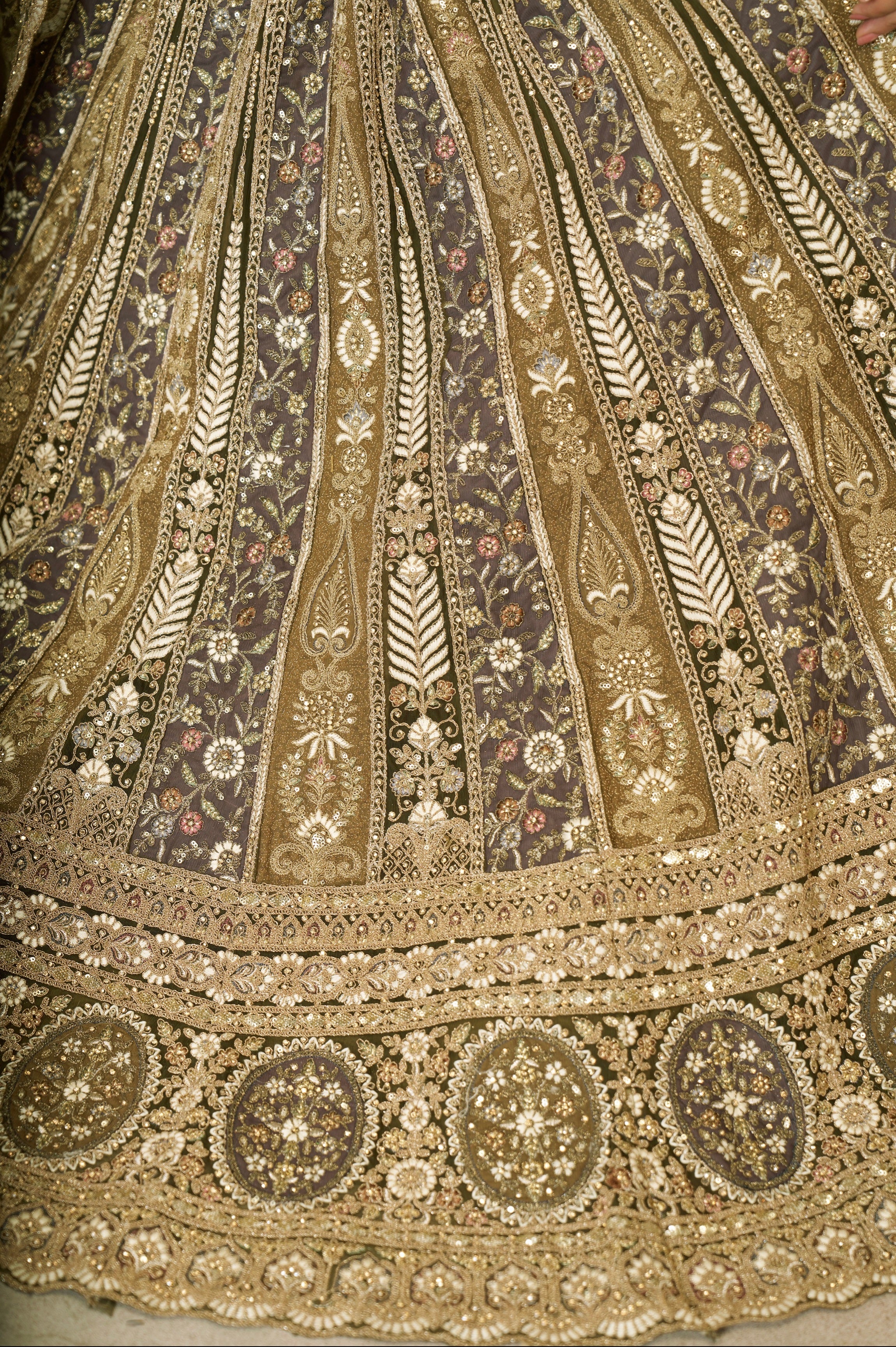 Designer mehendi green lehenga set for wedding ceremonies and bridal wear