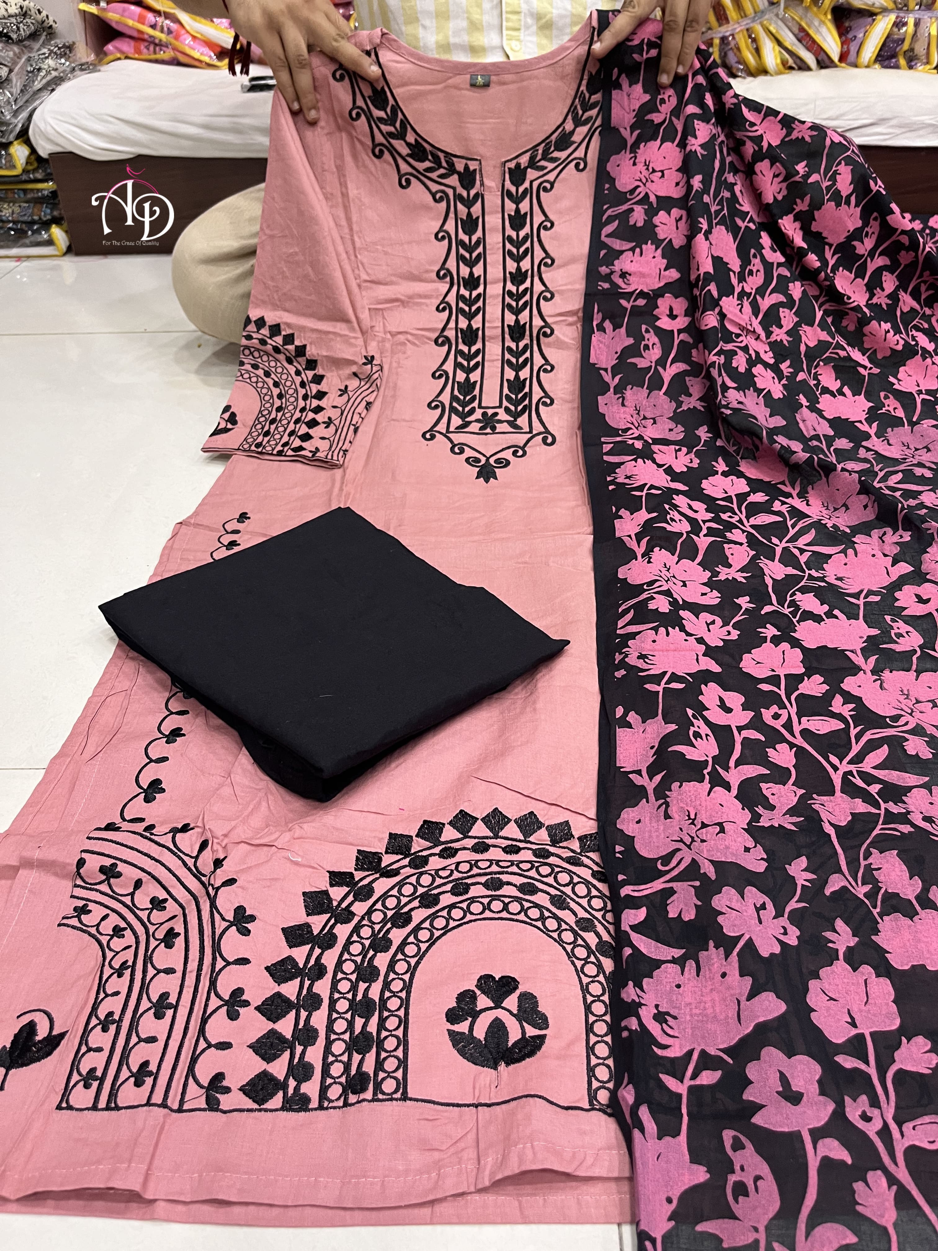 Designer Party Wear Cotton Suite with Kurta Pent with Dupptta