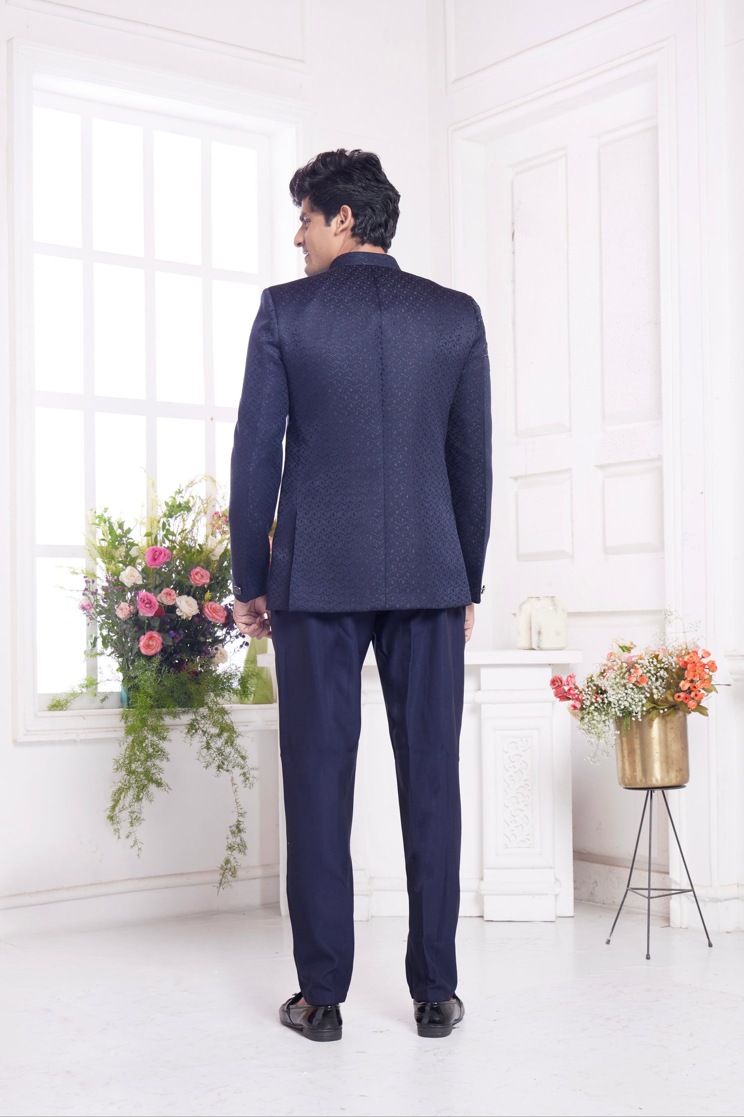 Designer wedding navy blue jodhpuri set

