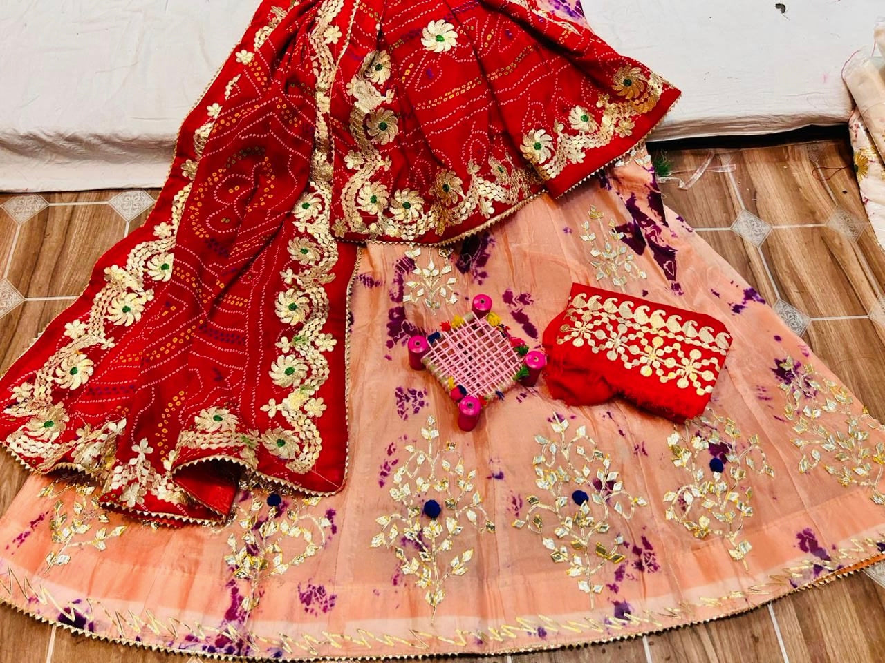 Rajasthani Traditional Georgette Gottapatti Lehenga Chunni