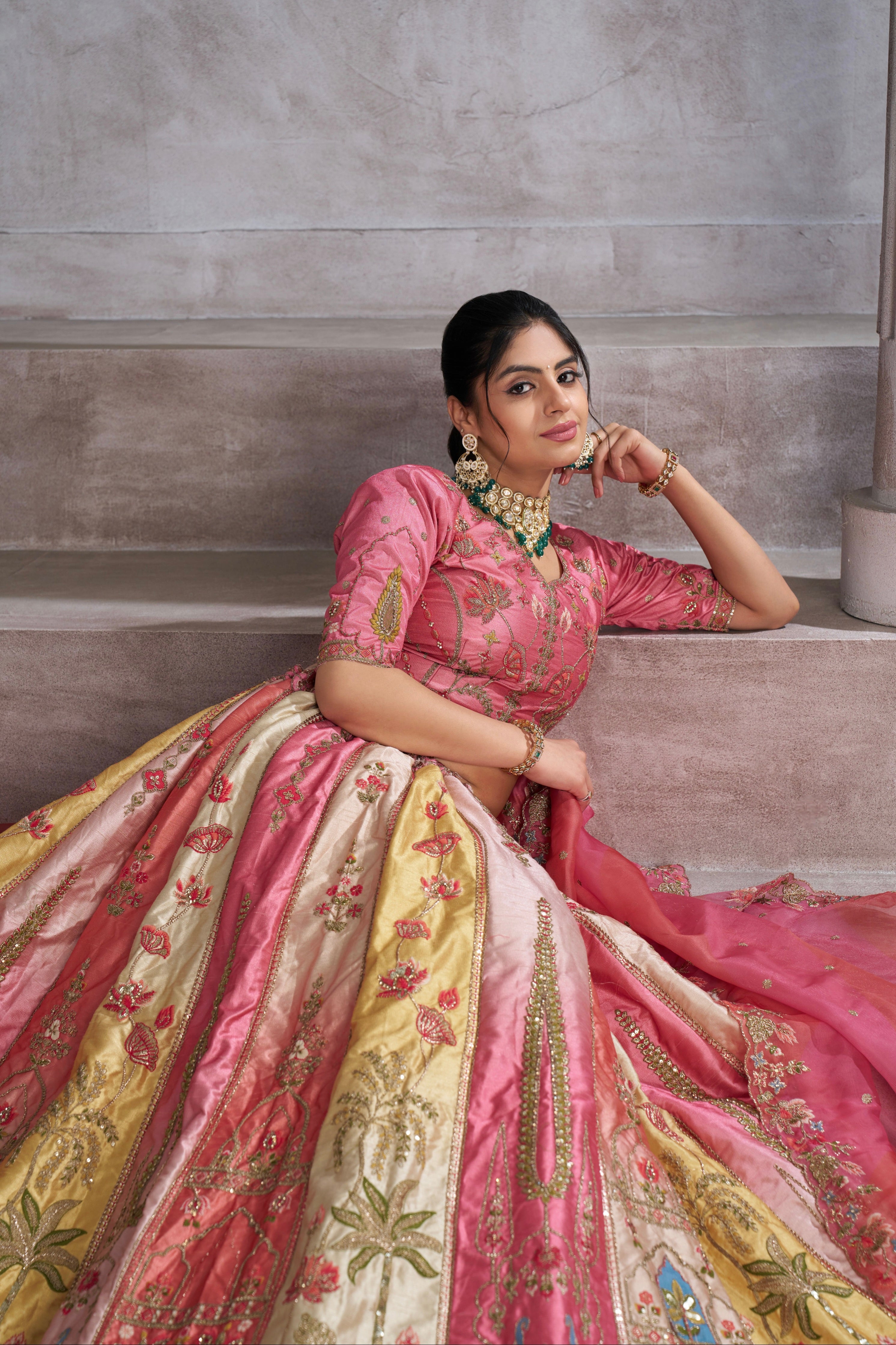 Designer Bridal Lehenga in Multi Pink Shade

