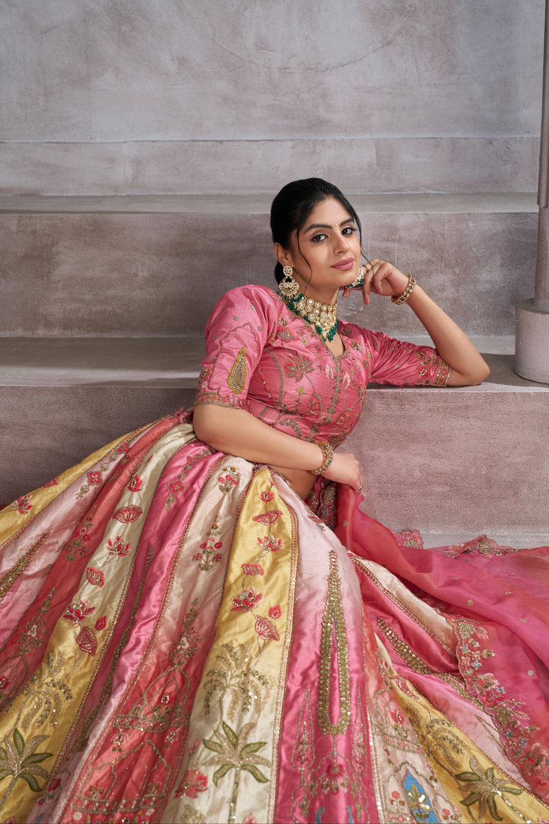 Designer Bridal Lehenga in Multi Pink Shade

