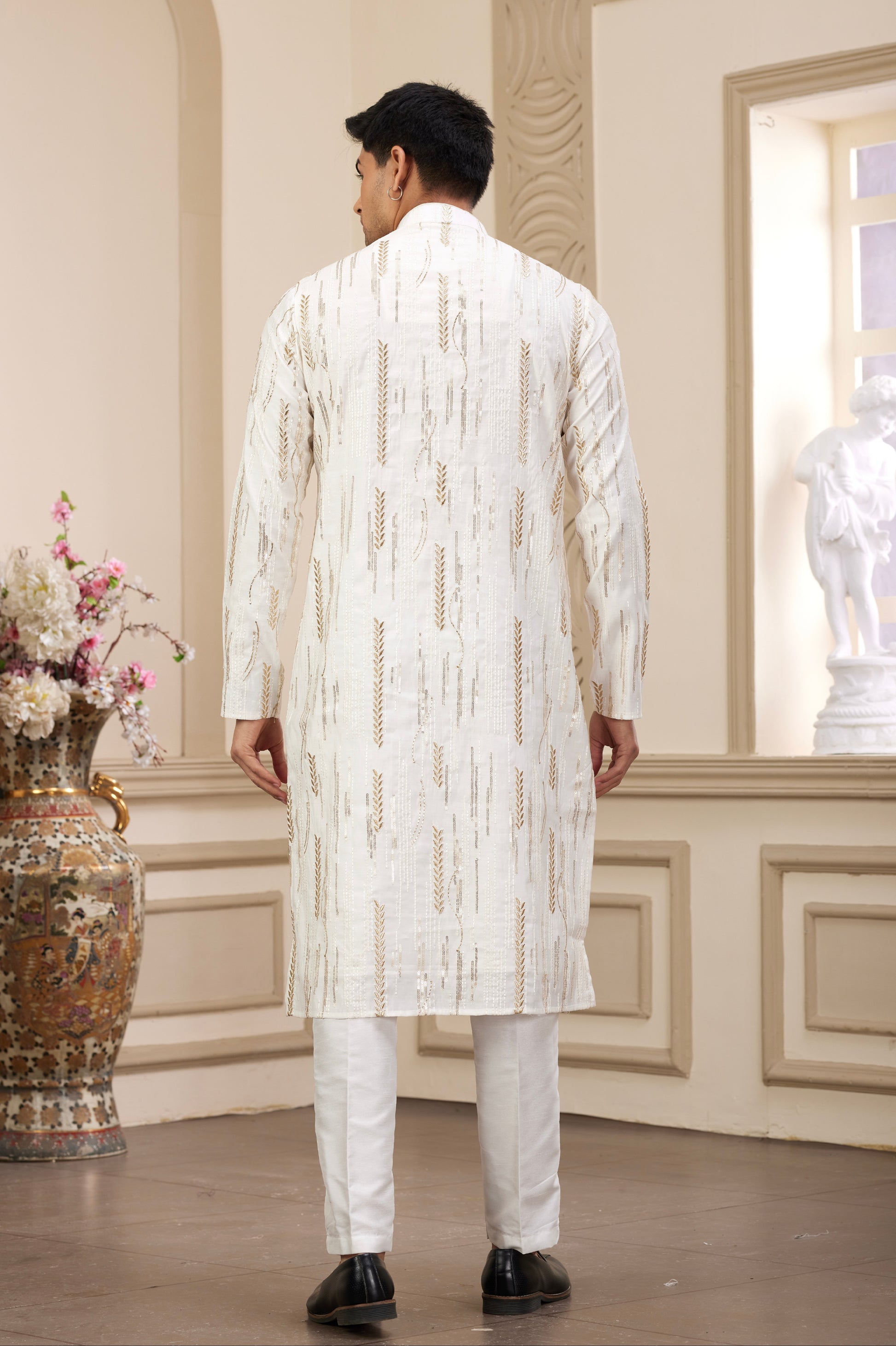 Art silk white ethnic wear