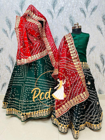 Rajasthani Traditional Combo Mother daughter Bhandhej Kotta Doriya Lehenga Chunni - Anant Exports