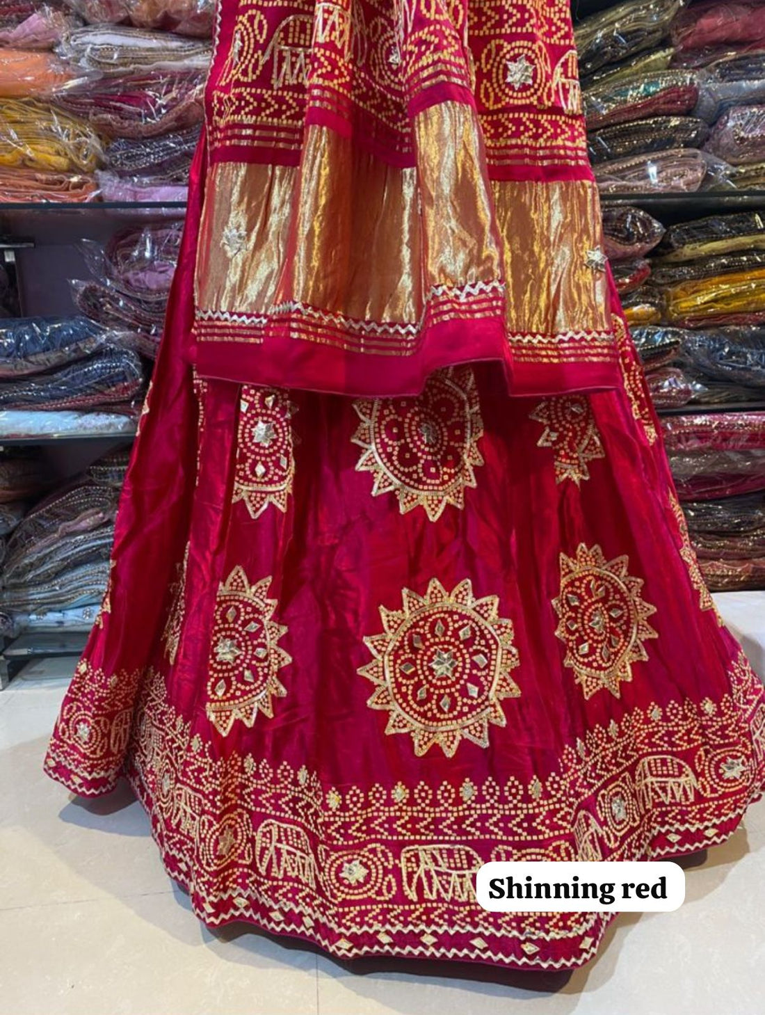 Red Pure Modal Gajji Silk Rajsthani Lehenga Choli 