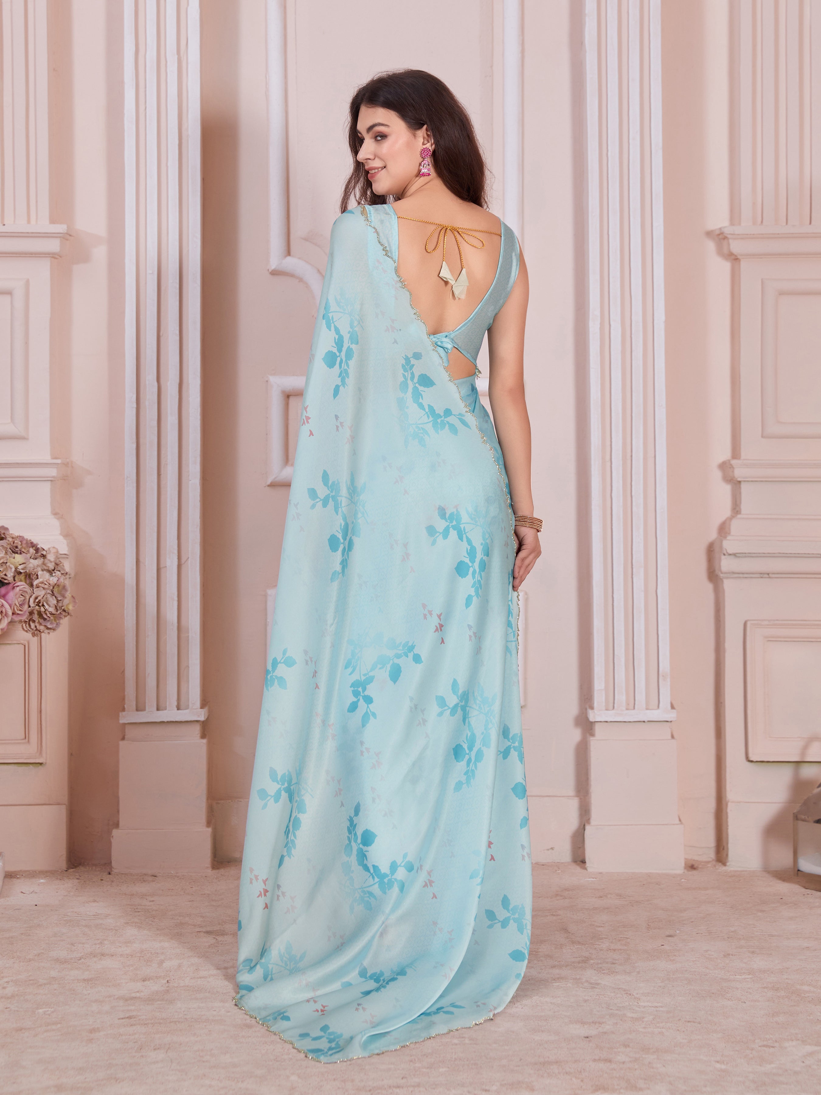 Beautiful Designer Casual Wear Pure Satin Georgette Saree